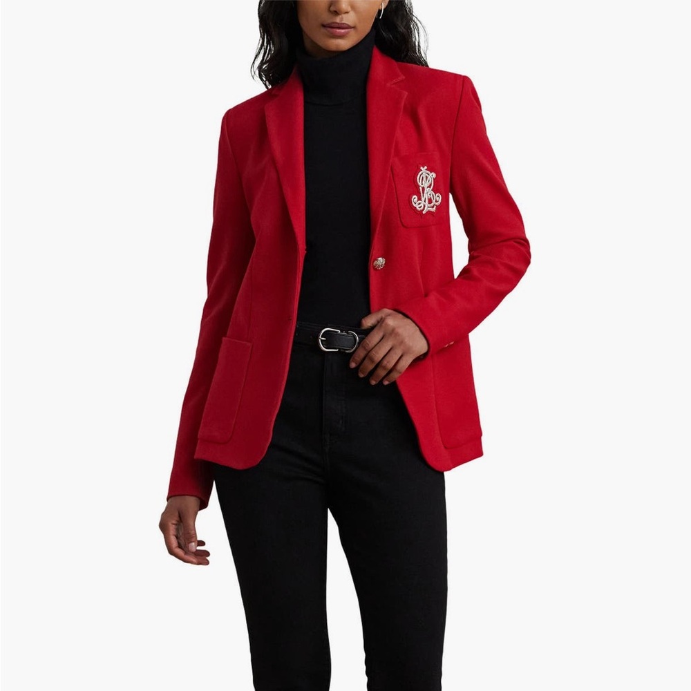 Ralph Lauren Red Blazer with Embroidered Detail